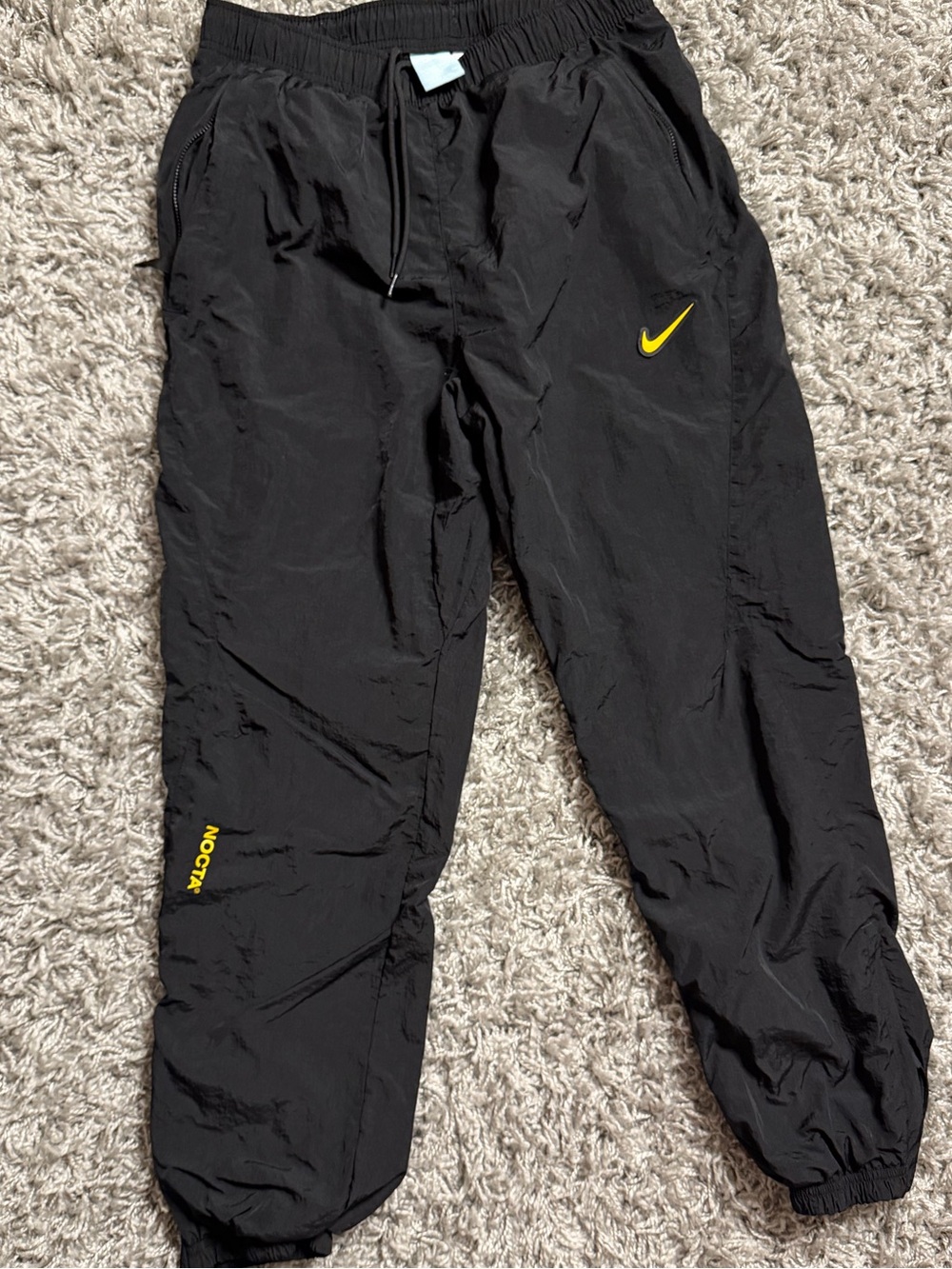 Nike Black Jogger Pants with Yellow Swoosh and Accent